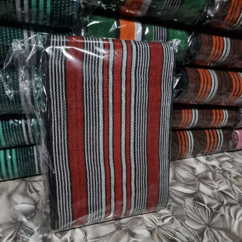 20251116_174912 Premium Handwoven Aso-Oke – White, Red & Black Stripe