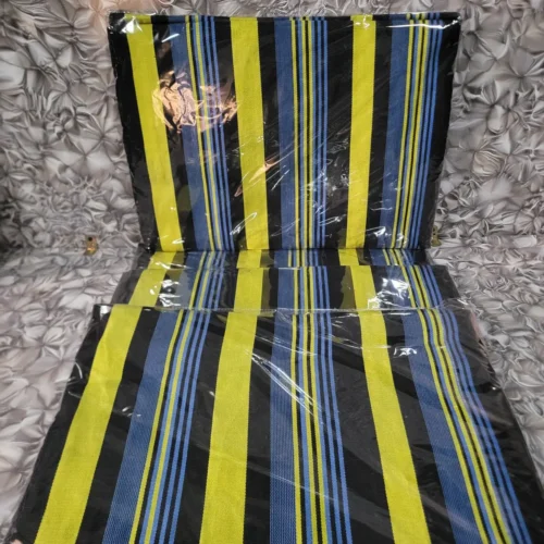 20251217_172657 Premium Handwoven Aso-oke – Black, Blue & Yellow Stripe