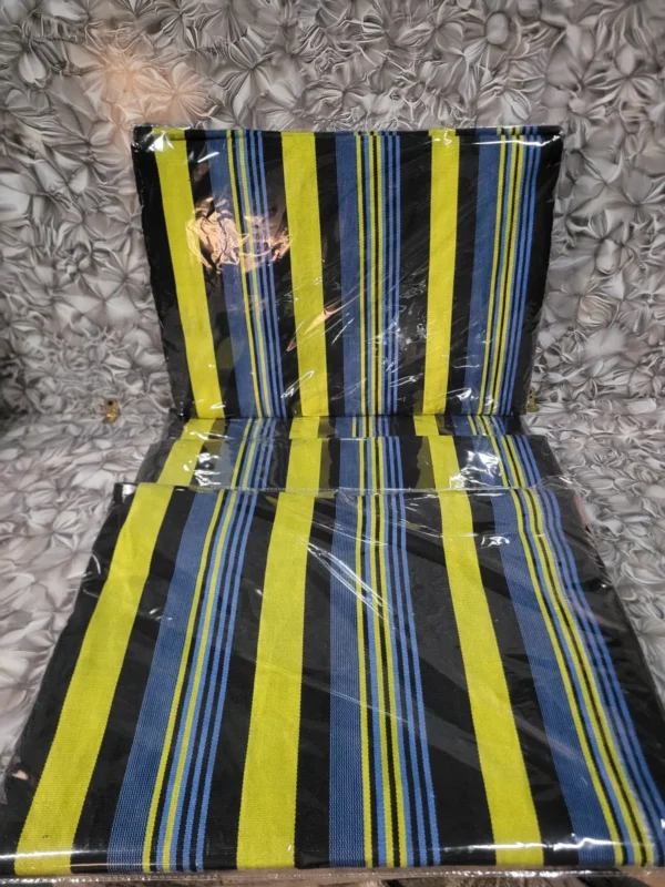 20251217_172657 Premium Handwoven Aso-oke – Black, Blue & Yellow Stripe
