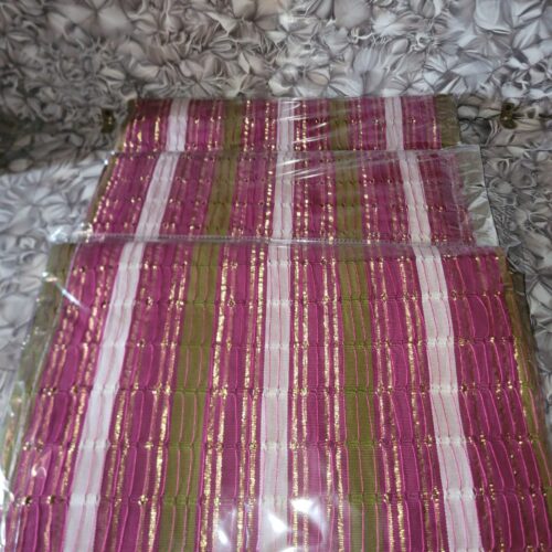 20251224_114044 Premium Handwoven Aso-Oke – Magenta, Olive Green & White with Gold Stripes