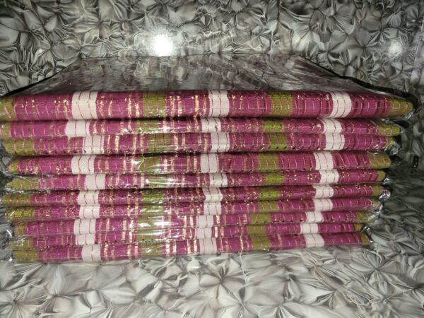 20251224_114429 Premium Handwoven Aso-Oke – Magenta, Olive Green & White with Gold Stripes