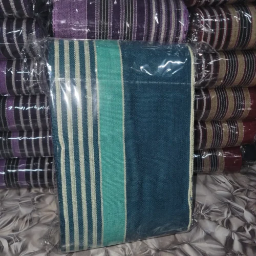 20260125_192524 Premium Handwoven Teal, Mint green and Cream Stripes Aso-oke