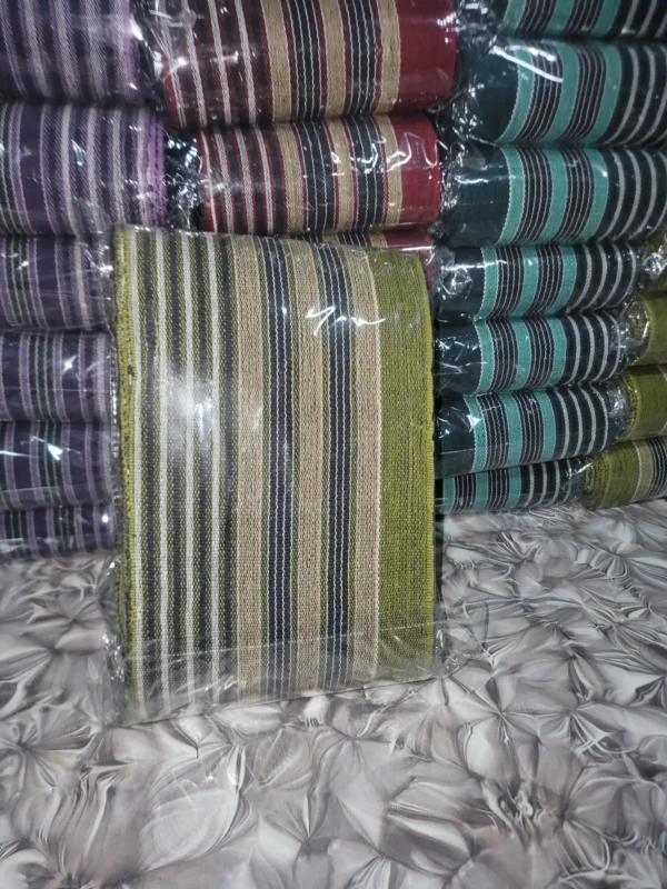 20260125_192701 Premium Handwoven Olive Green Stripe Aso-oke