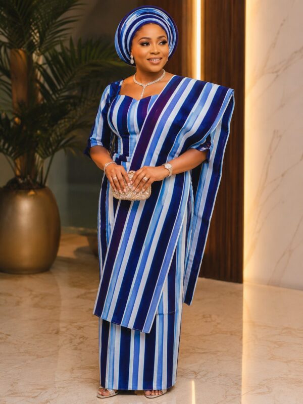 3149603f-ecda-42ed-aa35-5179237cd951 Premium Handwoven Aso-oke – Royal Blue, Sky blue, and White