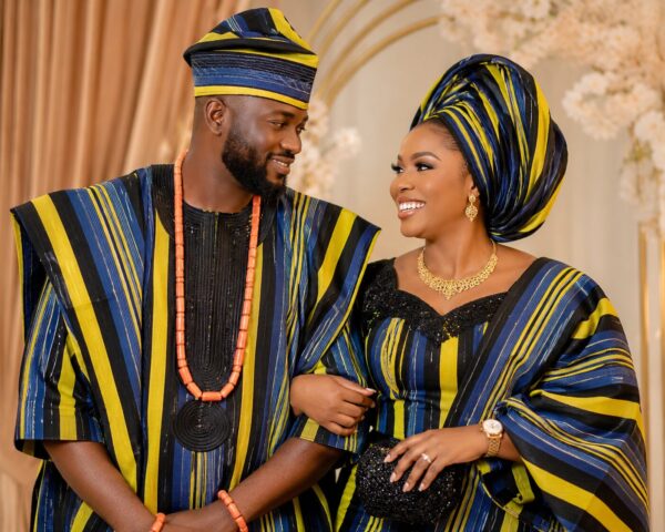 45078cdd-5e55-4b80-88ae-4454c860e8db Premium Handwoven Aso-oke – Black, Blue & Yellow Stripe