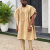 48b9be0e-d9fa-4380-b4ea-2456be3e12b8 Premium Handwoven Aso-Oke – Gold Beige & White Stripes