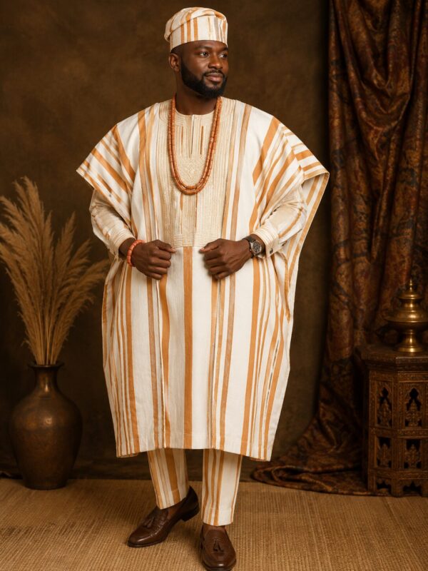 89f0aee0-e5f3-47fd-a8c4-68d57b0e6ade Premium Handwoven Aso-oke – White and Golden
