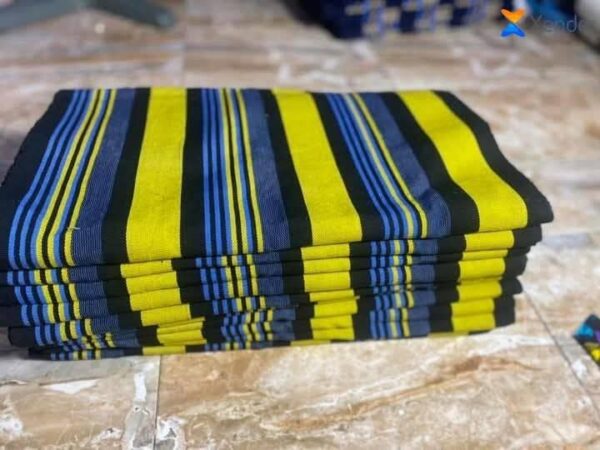 IMG-20251122-WA0027 Premium Handwoven Aso-oke – Black, Blue & Yellow Stripe