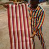 IMG_20250410_164637_692 Premium Handwoven Aso-Oke – Wine Red, Beige & White Stripe Design