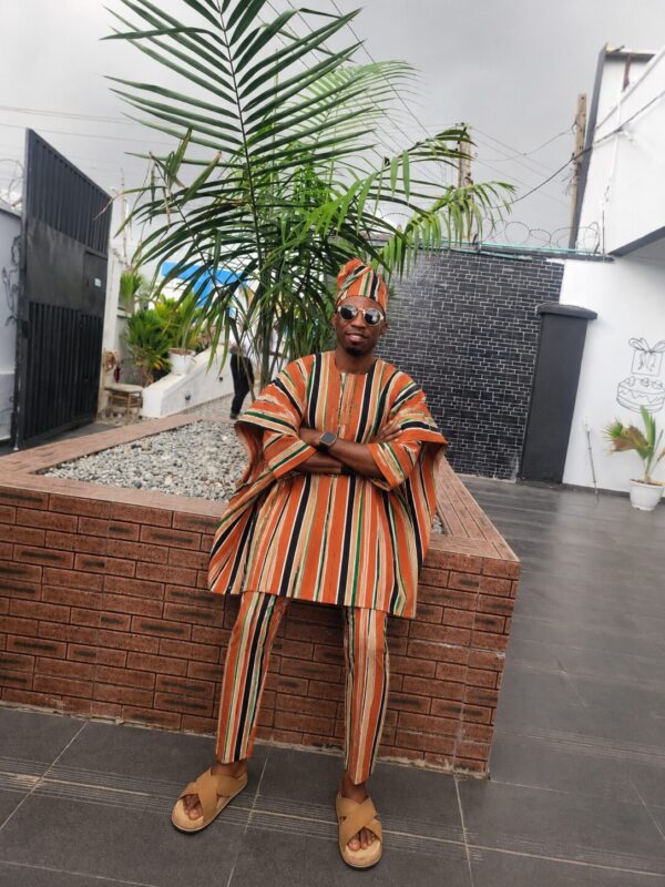 abbcac17-c0ec-45bd-a658-76dd5472c2aa Premium Handwoven Orange Stripe Aso-oke