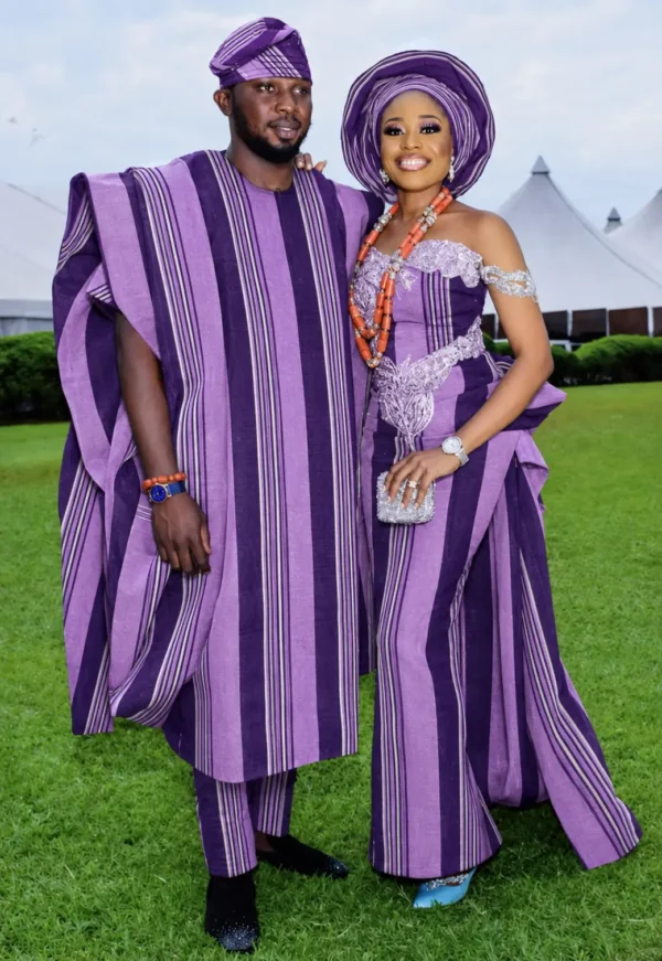 asooke_couple_website(1) Luxury Purple Elegant Loom Aso-Oke for Weddings & Parties