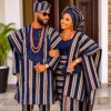 c884b3b0-2edf-4ce0-9208-509fd9399b55 Premium Handwoven Aso-Oke – Navy Blue Multi-Stripe Design