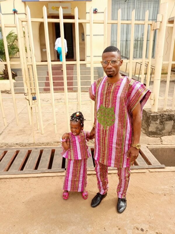 eec3ff13-e39a-4ca6-9520-cf827e79ac2f Premium Handwoven Aso-Oke – Magenta, Olive Green & White with Gold Stripes