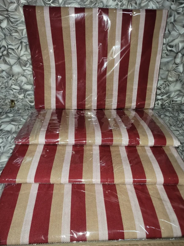 loom11 Premium Handwoven Aso-Oke – Wine Red, Beige & White Stripe Design