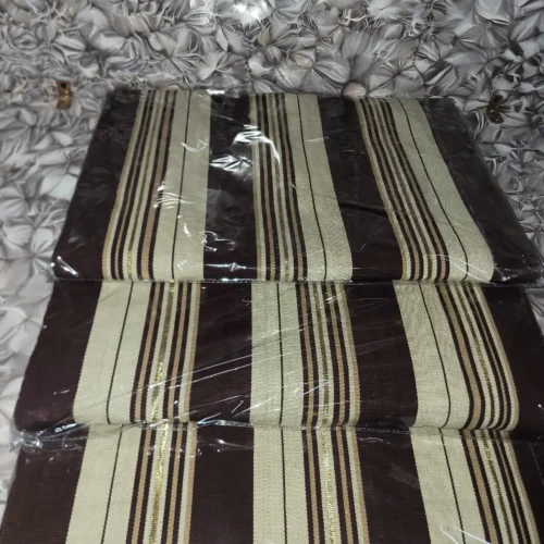 loom3 Premium Handwoven Aso-oke – Chocolate Brown & Cream