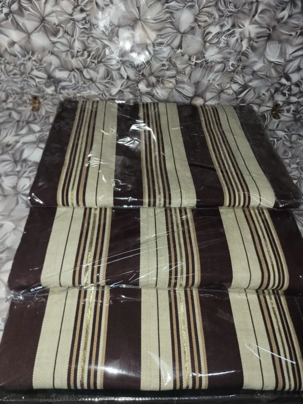 loom3 Premium Handwoven Aso-oke – Chocolate Brown & Cream