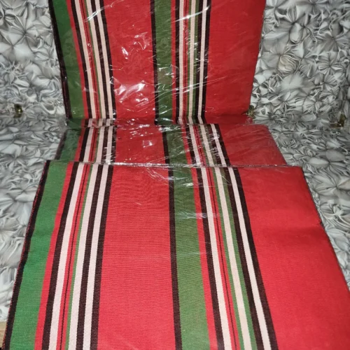 loom7 Premium Handwoven Aso-oke - Red, Green and White