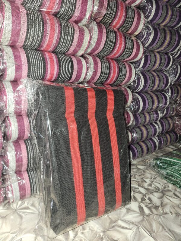 Premium Black & Red Handwoven Aso-Oke
