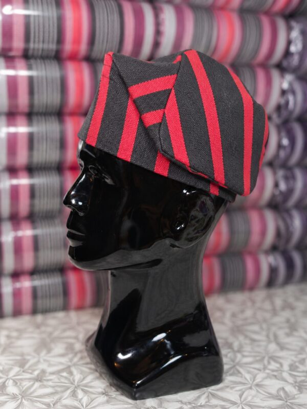 Premium Black & Red Handwoven Aso-Oke