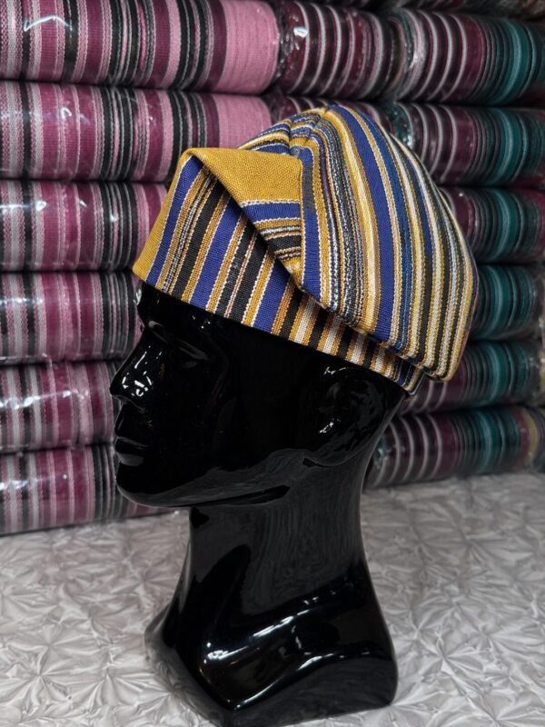 Premium Gold & Royal Blue Handwoven Aso-Oke